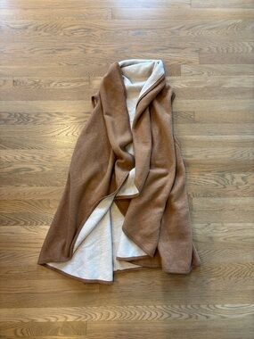 Anthropologie Reversible Camel & Cream Cape Coat